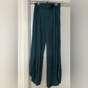 Windhorse Cropped Loose Textured Teal Color Pants S/M